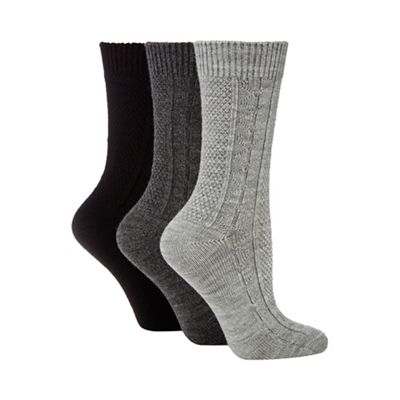 Pack of three black and grey thermal socks